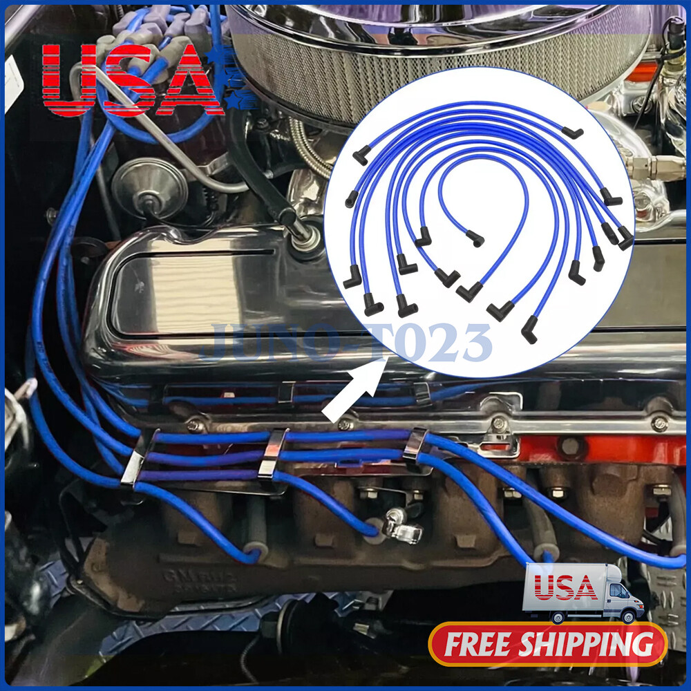 New Ignition Spark Plug Wire Set (9Pcs) 10.5mm For Chevy 350 SBC BBC V8 Blue