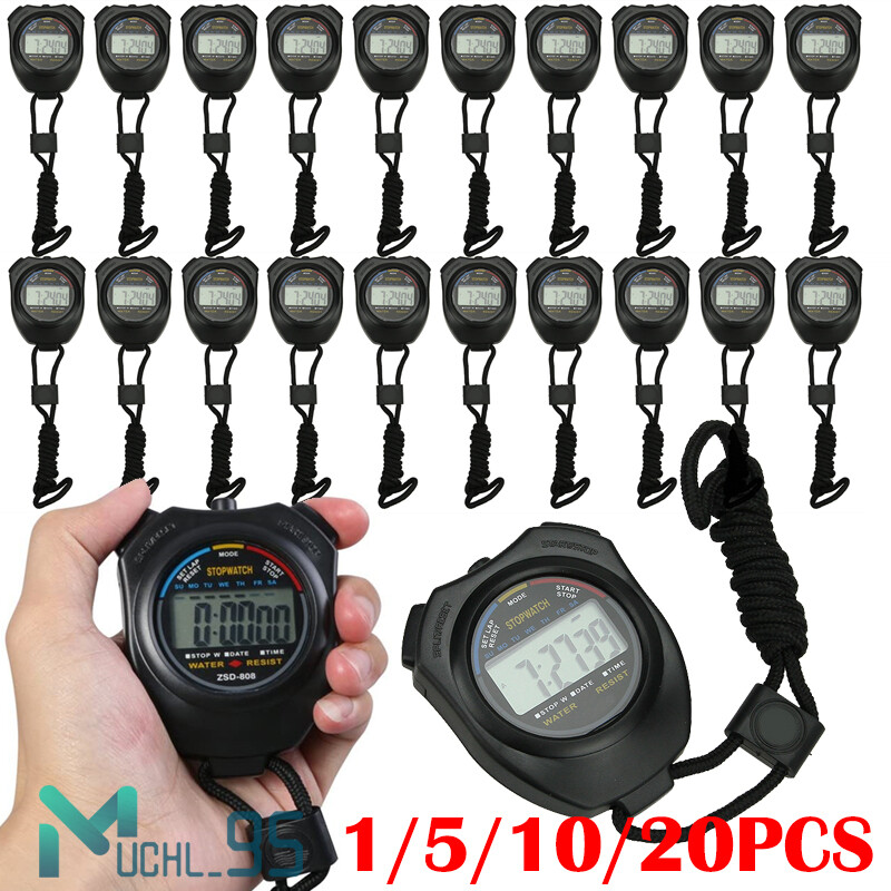 Digital LCD Stopwatch Sports Counter Chronograph Timer Odometer Waterproof Watch