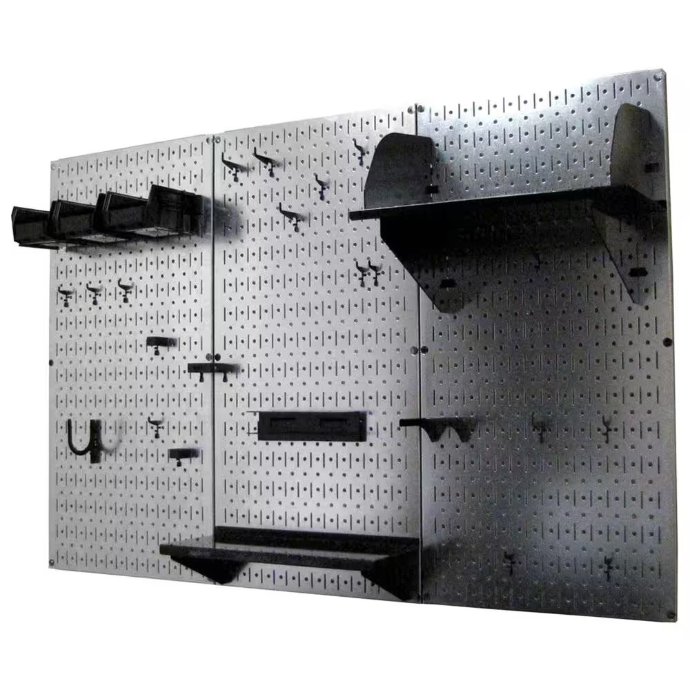 32 In. X 48 In. Metal Pegboard Standard Tool Storage Kit with Galvanized Pegboar