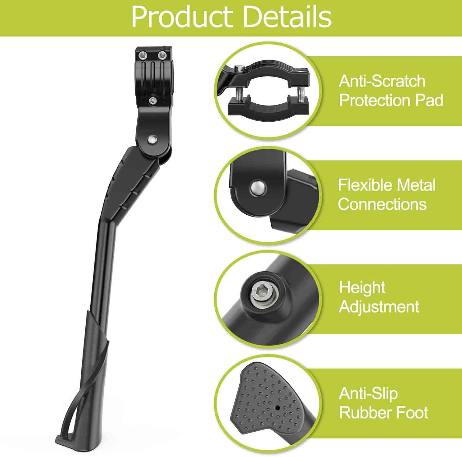 Cyfie Adjustable Bike Kickstand for 24 26 27 27.5 28 29 Inch Wheel Rear Side Bic