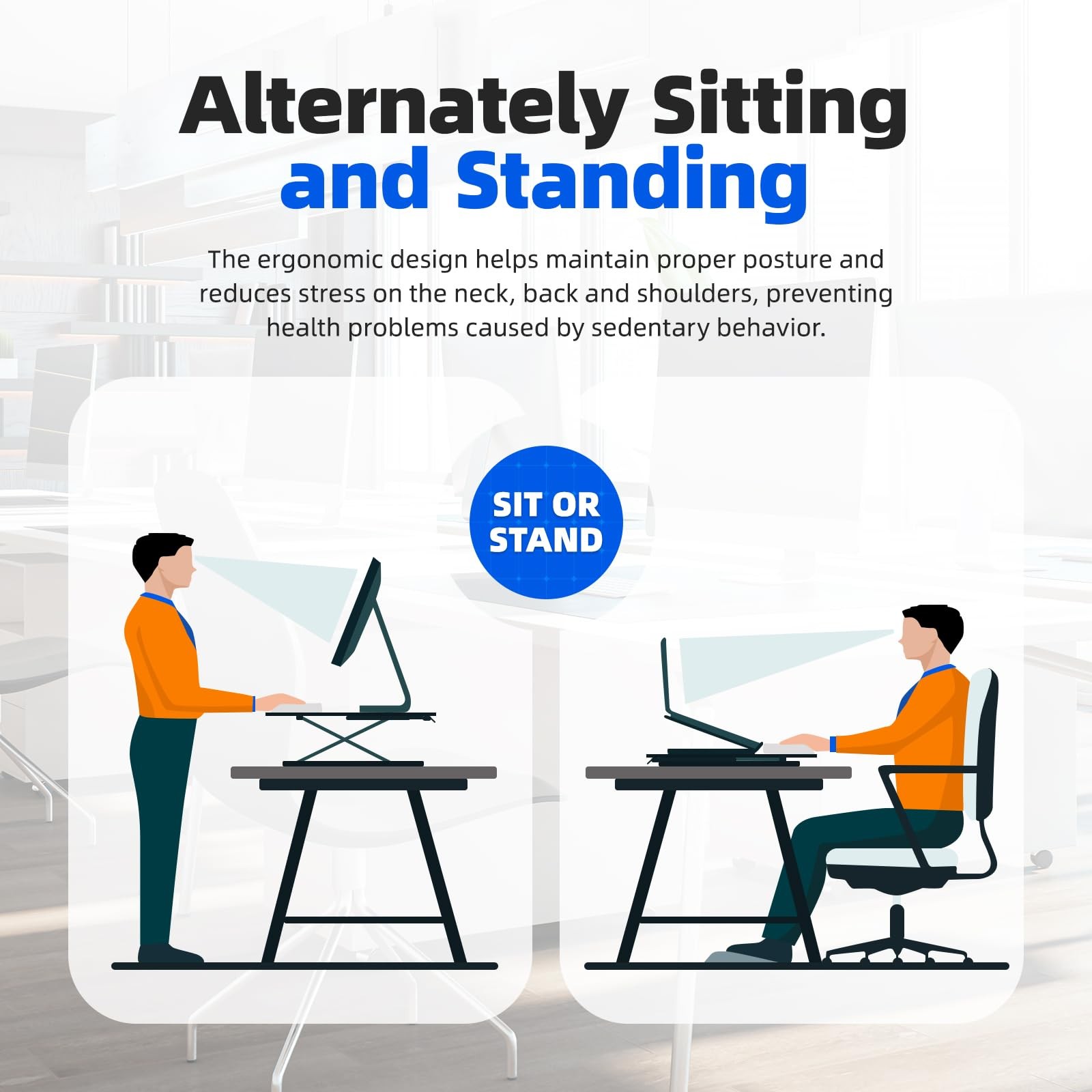 Standing Desk Converter Height Adjustable, Sit to Stand up Desk Riser Computer W