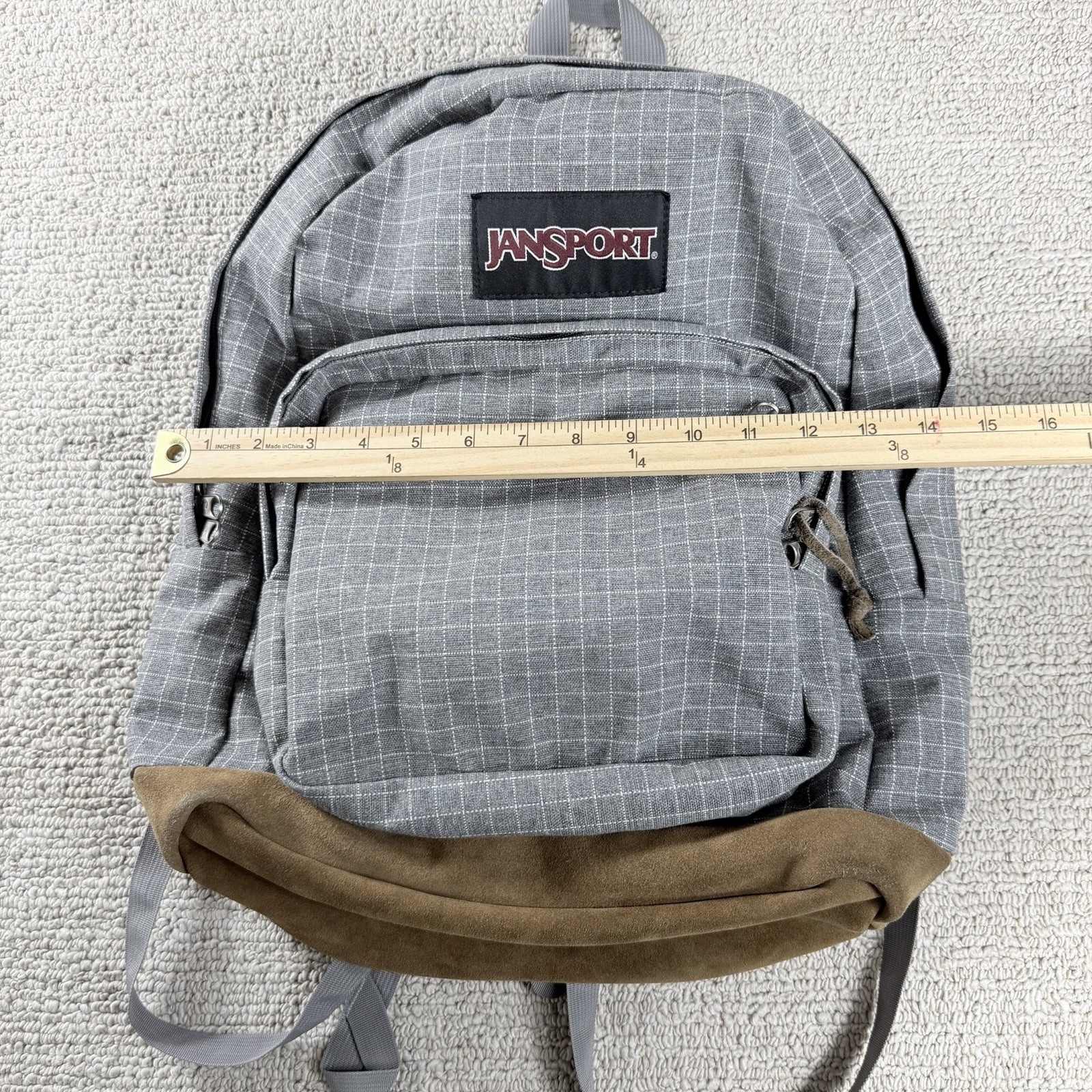 Jansport Right Pack Backpack Digital Edition Gray Window Pane Pattern Suede