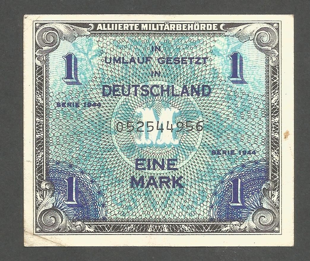 Germany 1 Mark; 1944; VF+, P-192a, BNB-B602a; US print; AMC; WWII