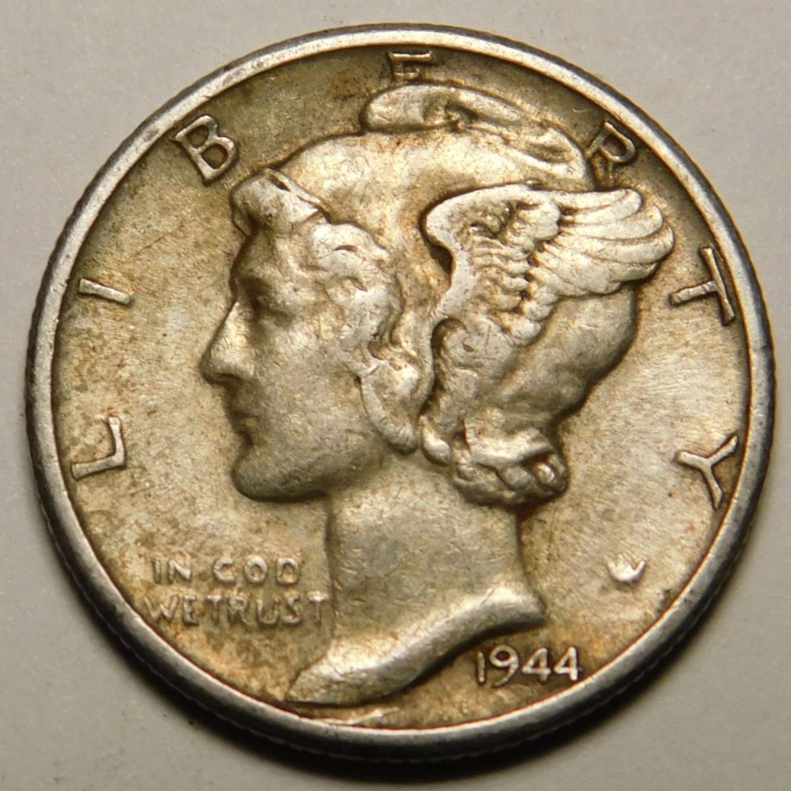 1944 S Mercury Dime 90% Silver EF-XF  "Actual Coin Pictured - Not Cleaned"