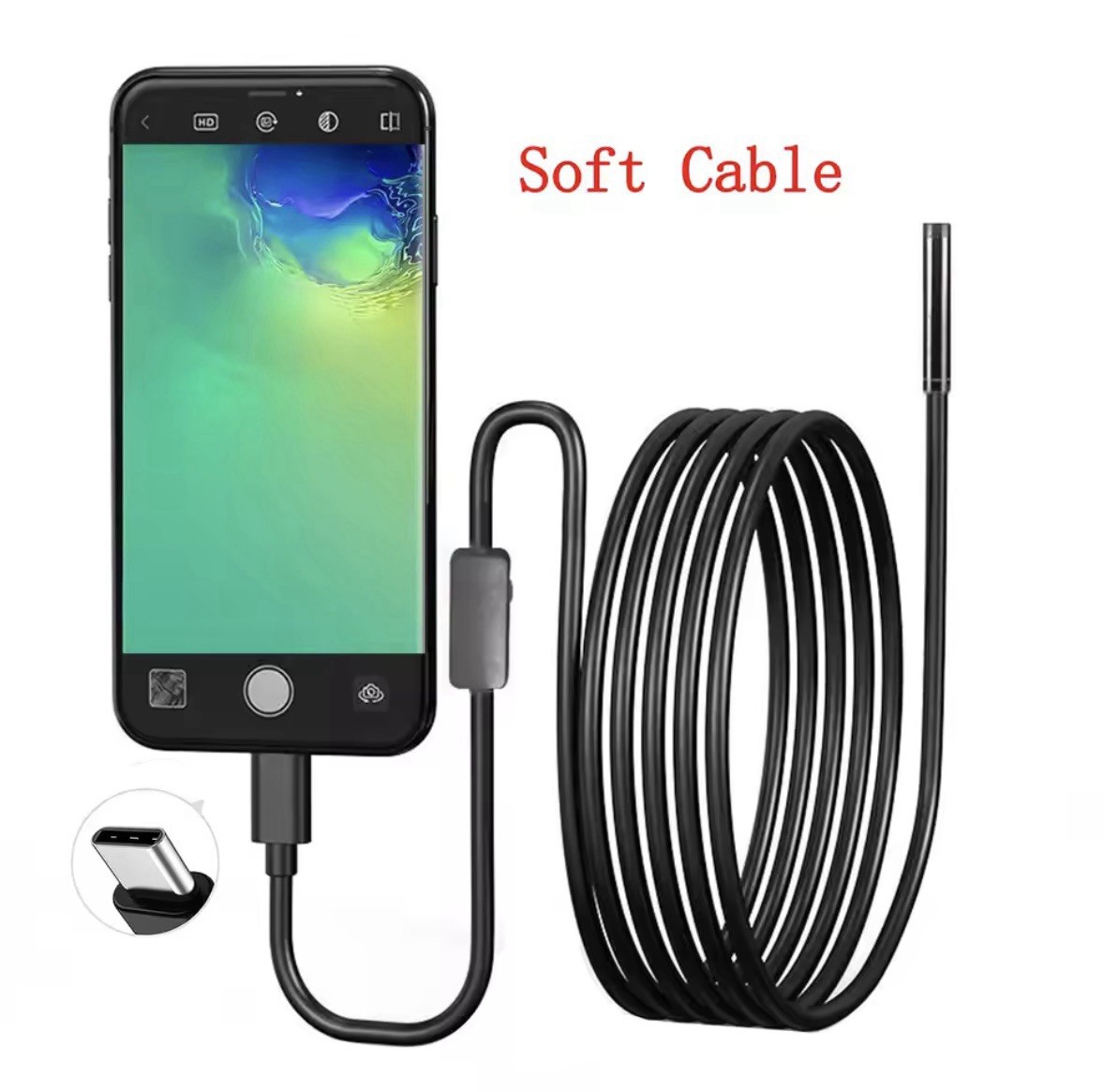 3.5 Meter Endoscopic Camera For Android USB C LED Inspection Camera