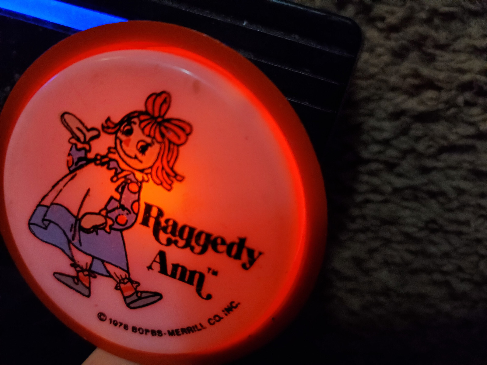 Vintage 1978 Raggedy Ann Night Light Button Circular Small General Electric work