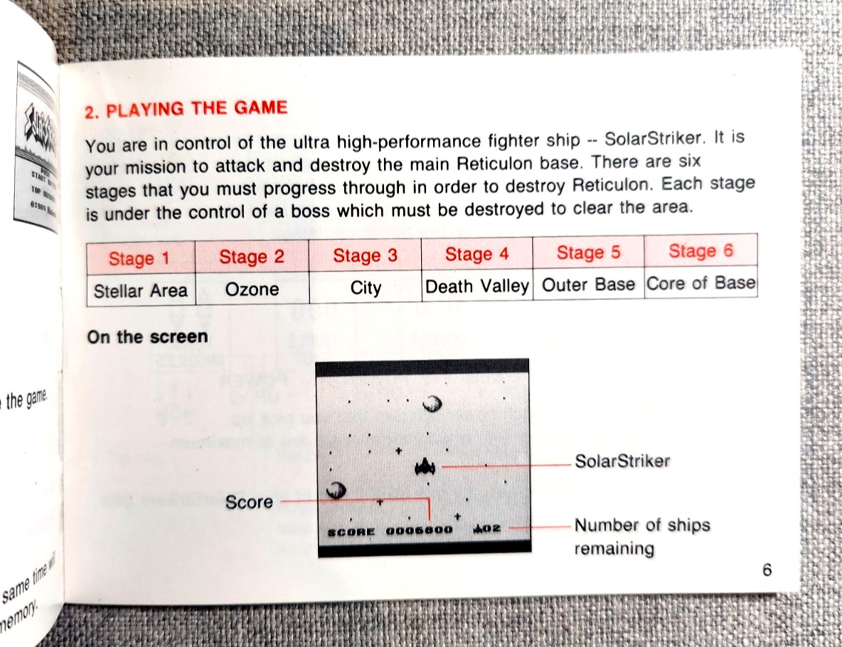 Solar Striker Instruction Booklet - Manual Only - GameBoy