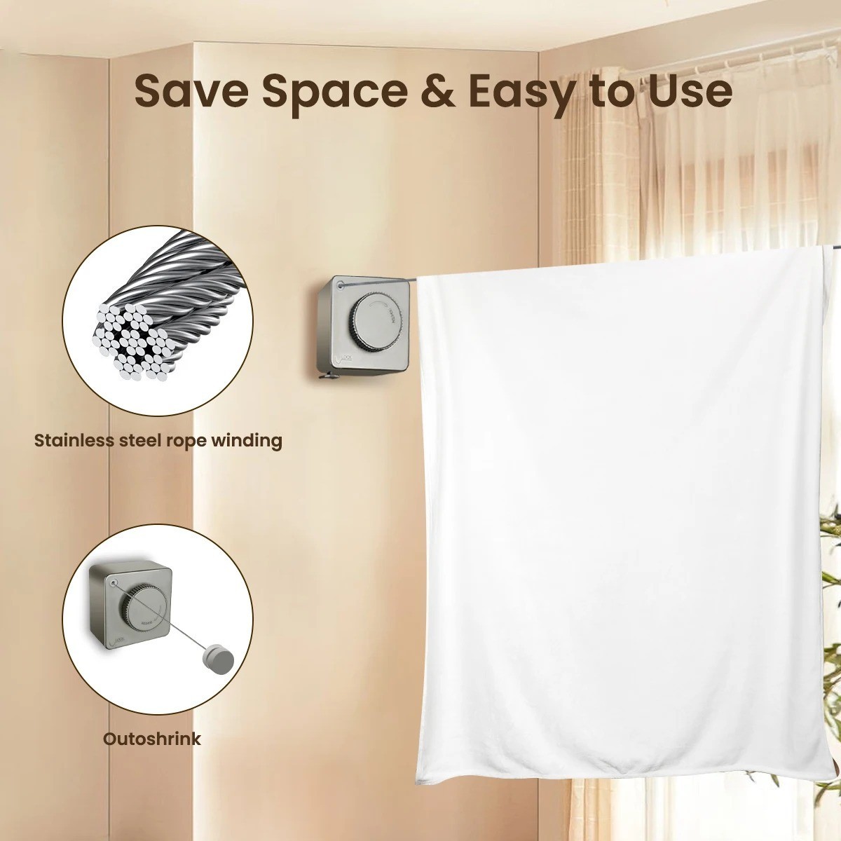 Retractable Clothesline Indoor NonSagging Heavy Duty Clothes Drying Laundry Line