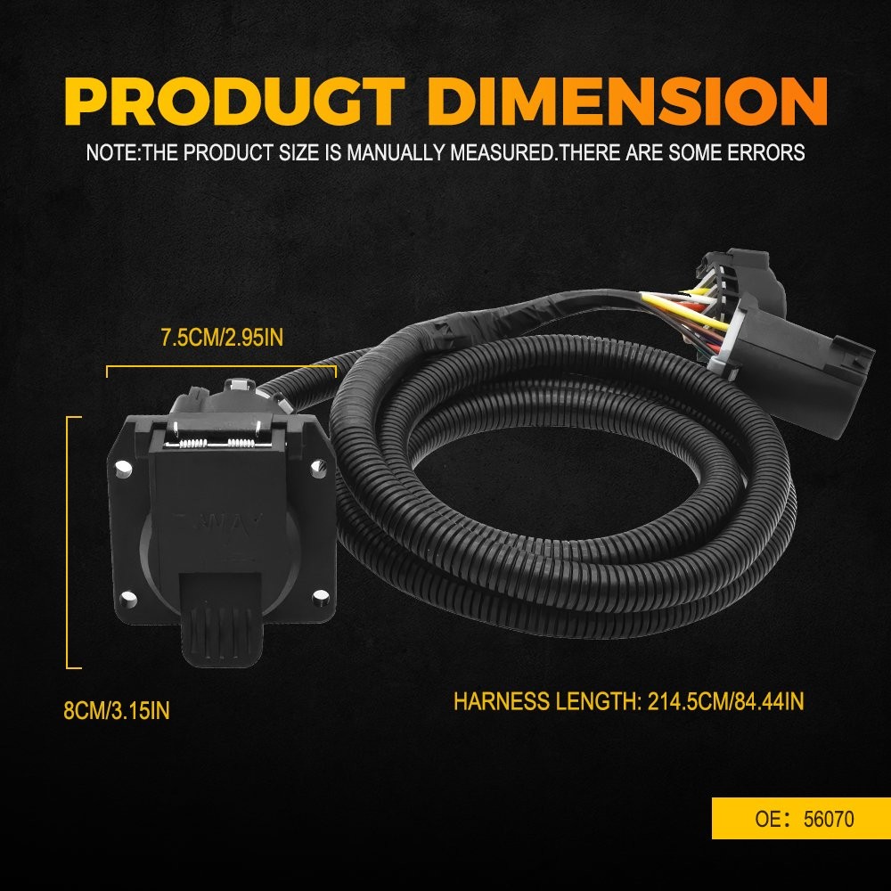 7 Pin Trailer Wiring Harness Extension Connectors For GMC Sierra 2500 1999-2021