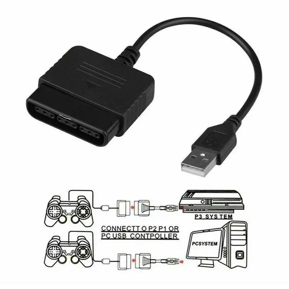 USB PS2 To PS3 Game Controller Adaptor Converter Cable For Sony PlayStation 2 3