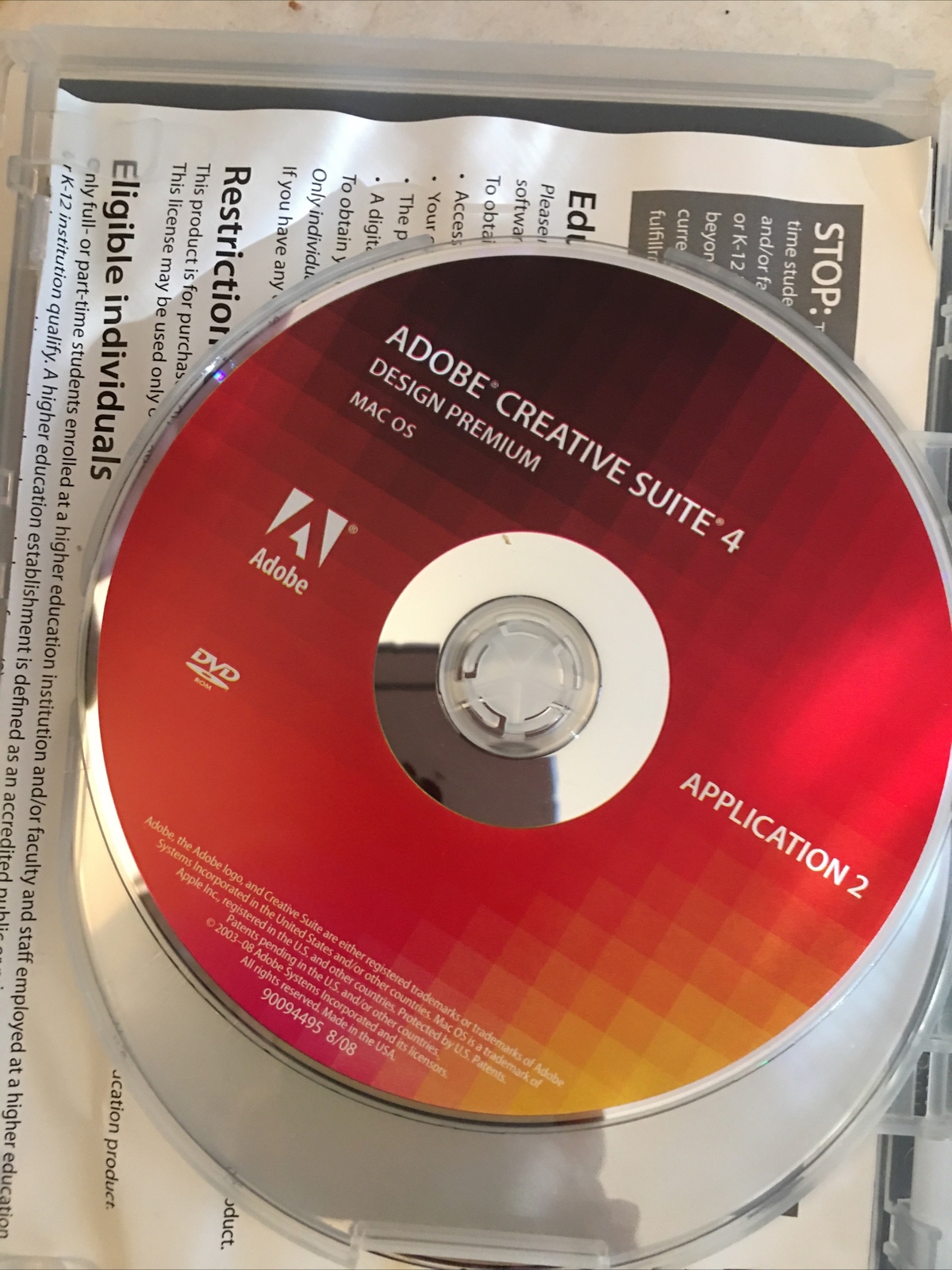 Adobe Creative Suite 4 Web Premium Mac OS Discs Academic Version W/product Code