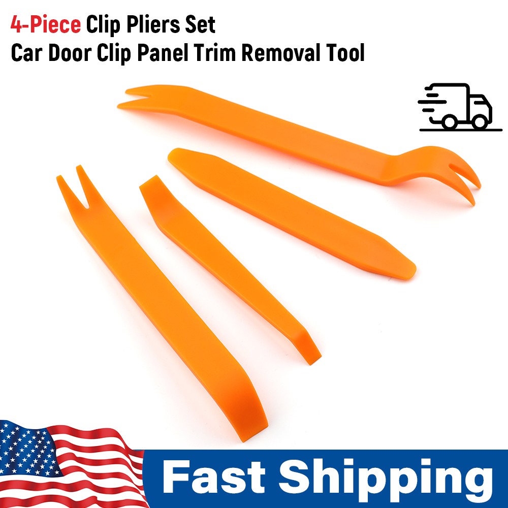 4x CAR TRIM REMOVAL TOOL SET PANEL DOOR PRY DASH PLASTIC INTERIOR RADIO CLIP KIT