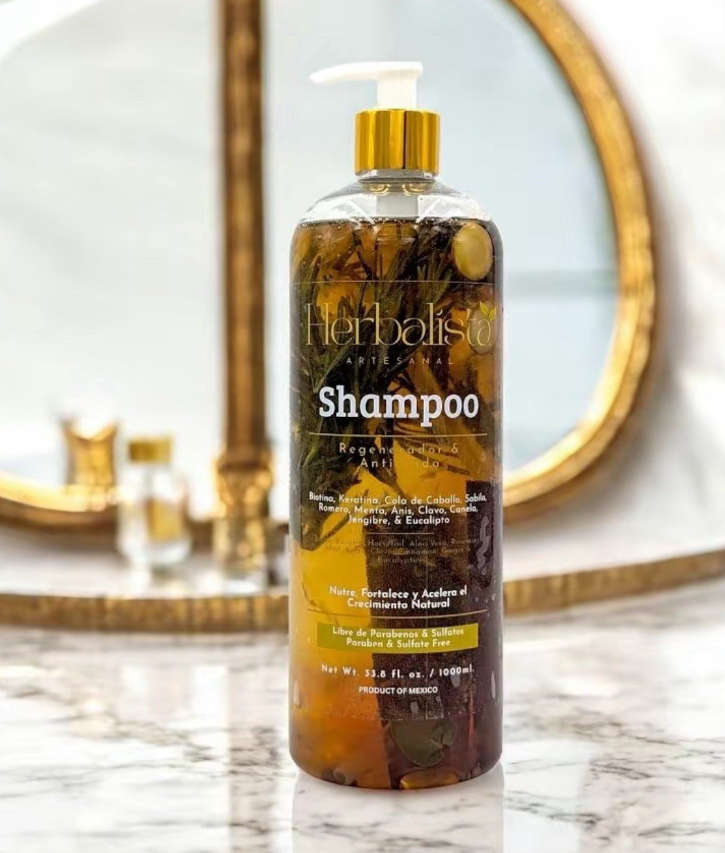 Herbalista Herbal Shampoo 1000ml W/ Real Pcs of Rosemary, Cinnamon, Anise Cloves