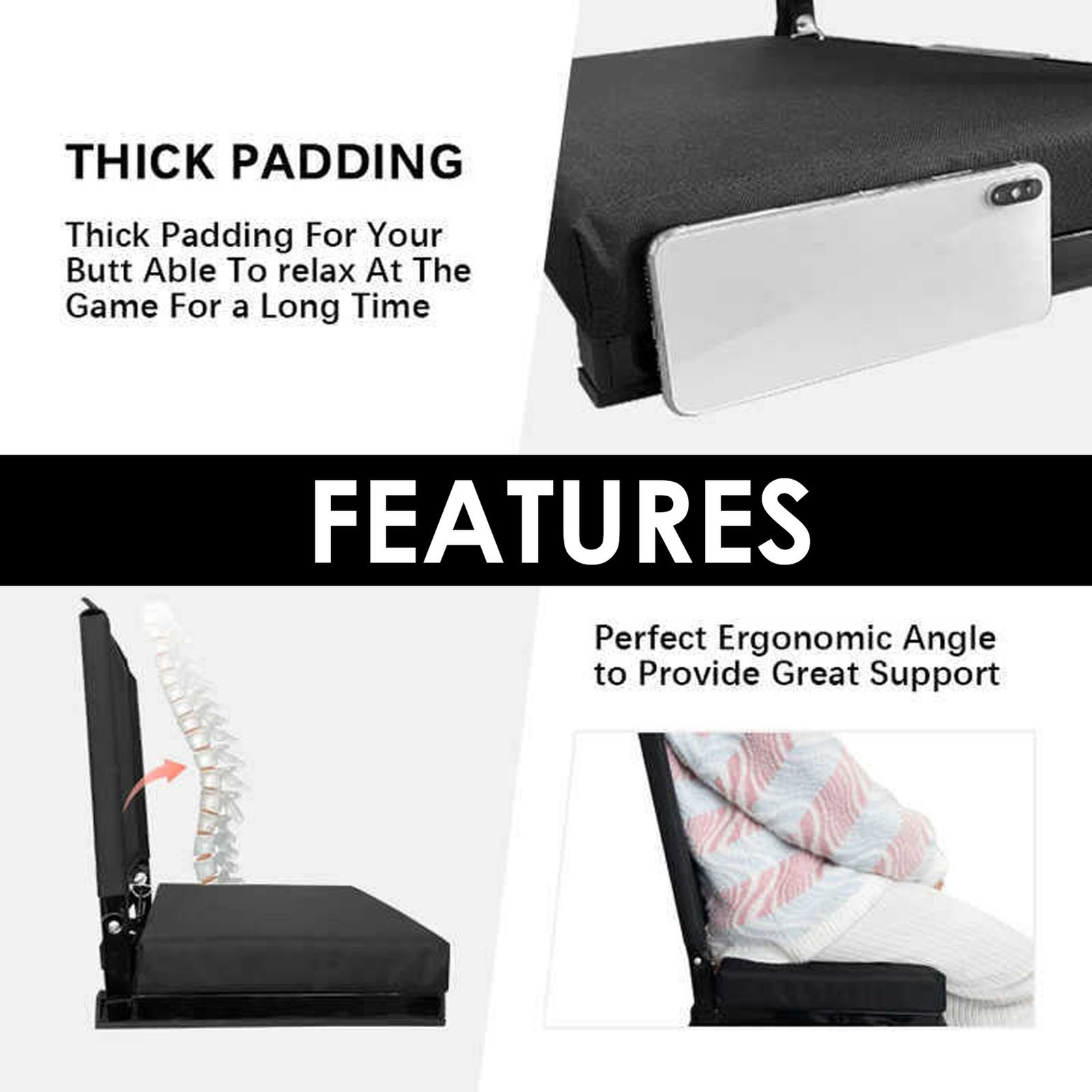 Adjustable Ergonomic Stadium Seat For Comfort BTEZ