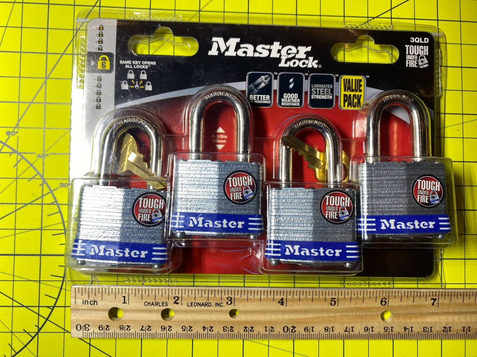 Master Lock 3QLD 4-Pack Steel Locks