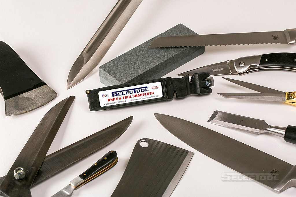 SELECTOOL Knife Sharpener 4-in-1, Master Kitchen Knife Sharpening Tool- USA Made