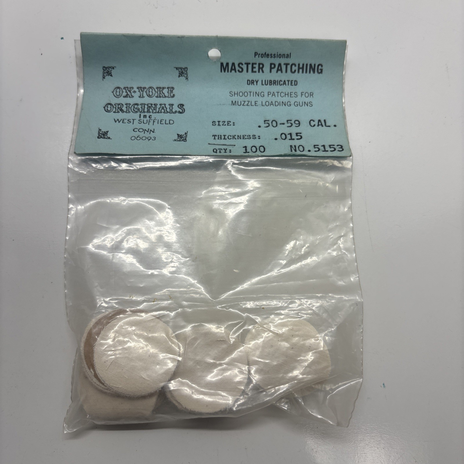 OX-YOKE Originals Patches #5153 - .50-59 Cal 0.015THK - QTY 100