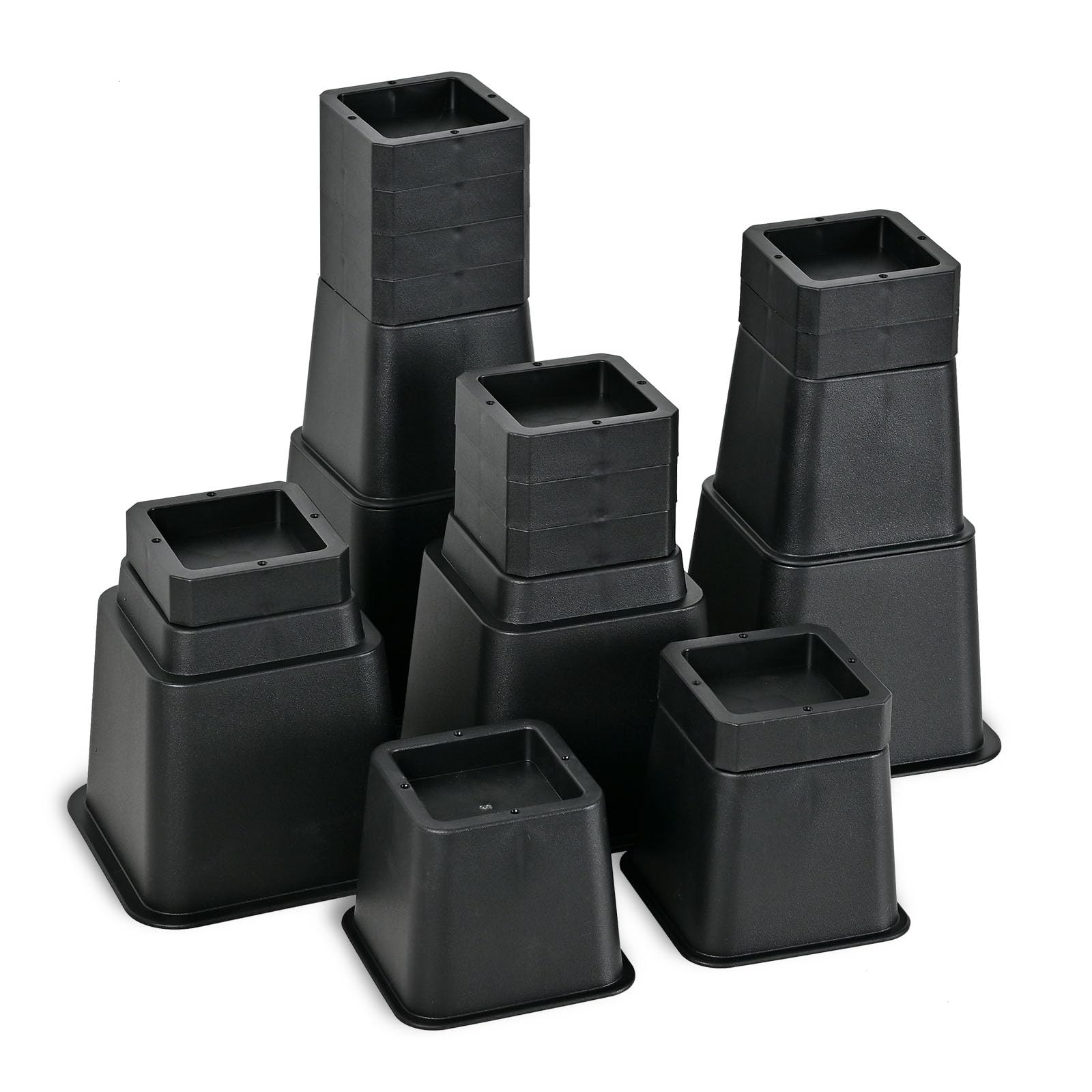Adjustable Bed Risers Heavy Duty Elevation 3 to 12 Inch 24 PCS Pack Black