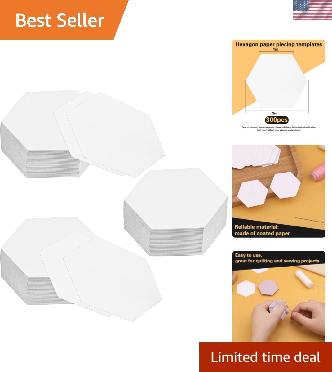 300 Count Paper Piecing for Quilting, Quilting Templates, Paper Piecing Shape...