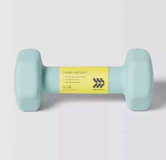 ALL IN MOTION DUMBBELL 5LBS PVC COATED, IRON FILLED, ARM WORKOUT - AQUA