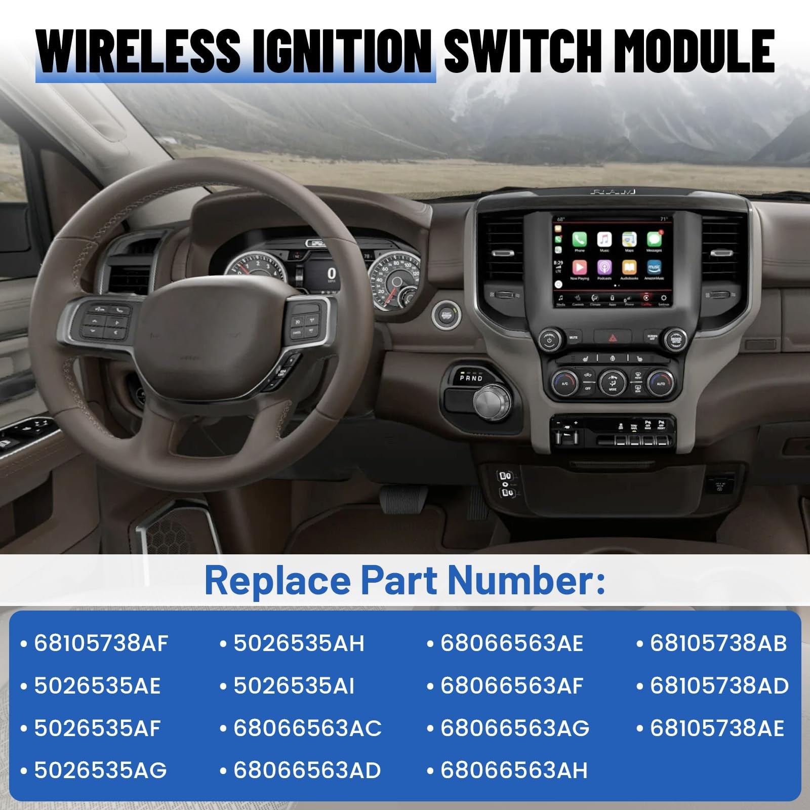 68105738AF Wireless Ignition Module Switch Kit & 2 Keys Compatible with 2011-...