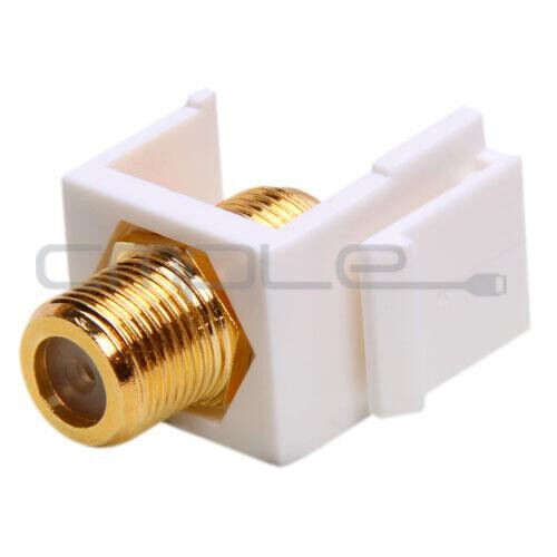 F Type Keystone Jack to Jack Modular TV Type F Female to Female Coupler White
