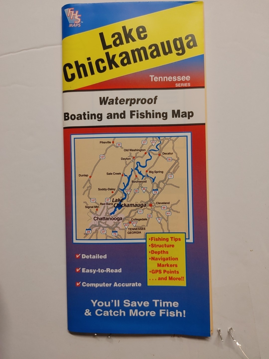 Chickamauga Lake Tennessee Series Fishing Hot Spots Waterproof Map