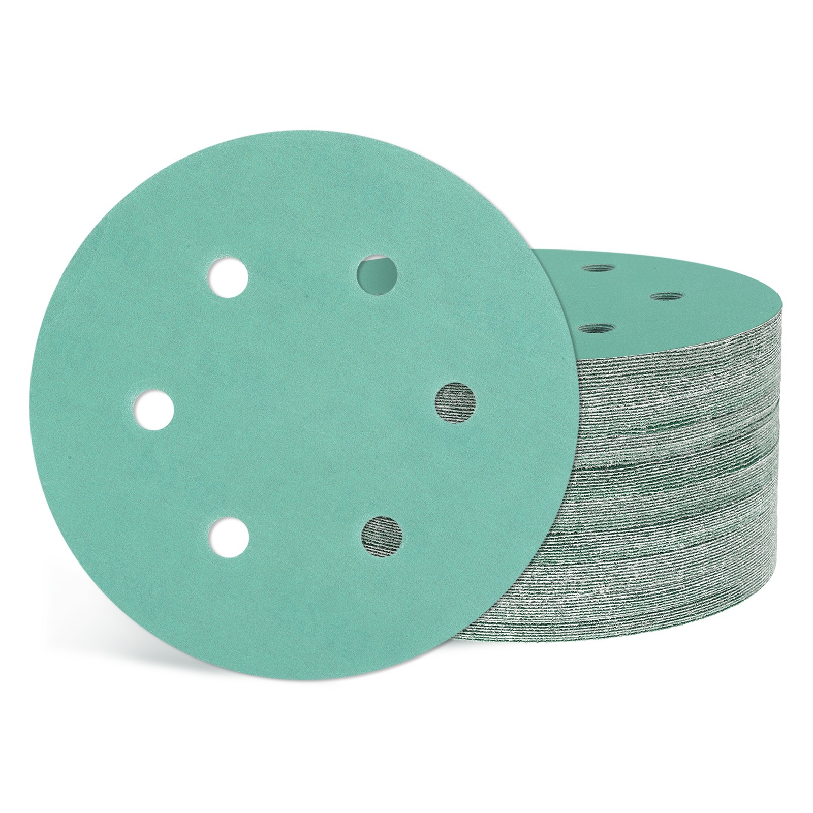 50 Pcs Sanding Disc 6 Inch 240 Grit 6 Hole  Orbital Sandpapers, Green