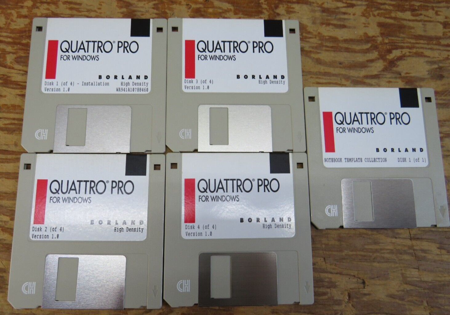 Set of Vintage 1991 Quattro Pro For Windows v1.0 3.5in 5 Floppy Disks