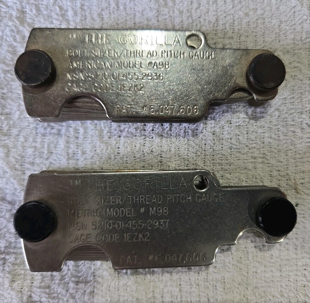 The Gorilla Bolt Sizer/Thread Pitch Gauge M98 and A98 Metric and Standard Set