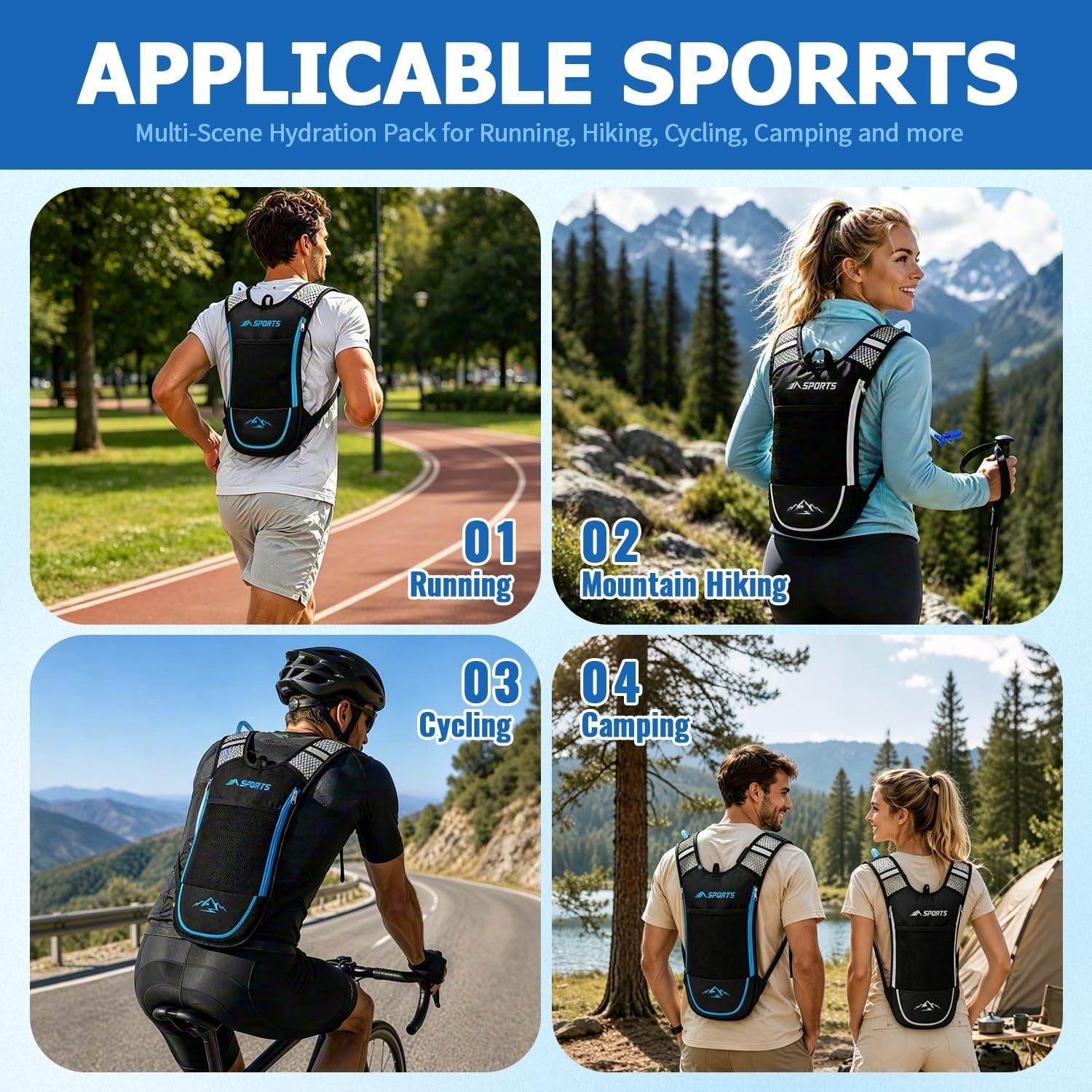 2-Pack Hydration Backpack with 2L Bladder-Ultra-light 0.37 lbs- leak-proof