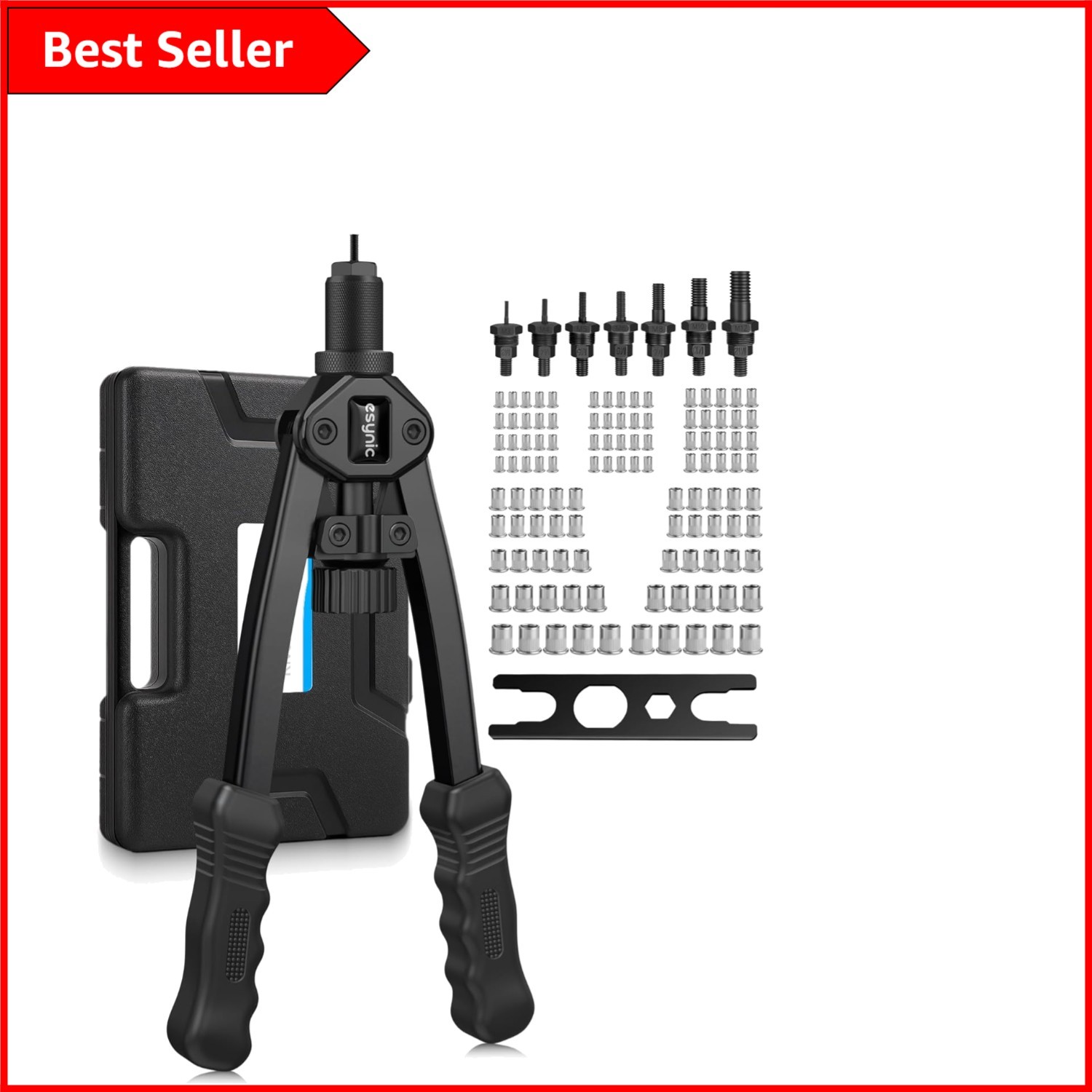 Ergonomic Rivnut Tool Kit - 13'' Heavy Duty Rivet Gun with 100Pcs Accessory Nuts