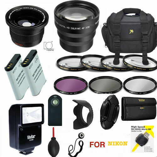 HD PRO ACCESSORY 67MM Kit FOR Nikon P900  BAG HD LENSES FLASH 2X EN-EL23 CHARGER