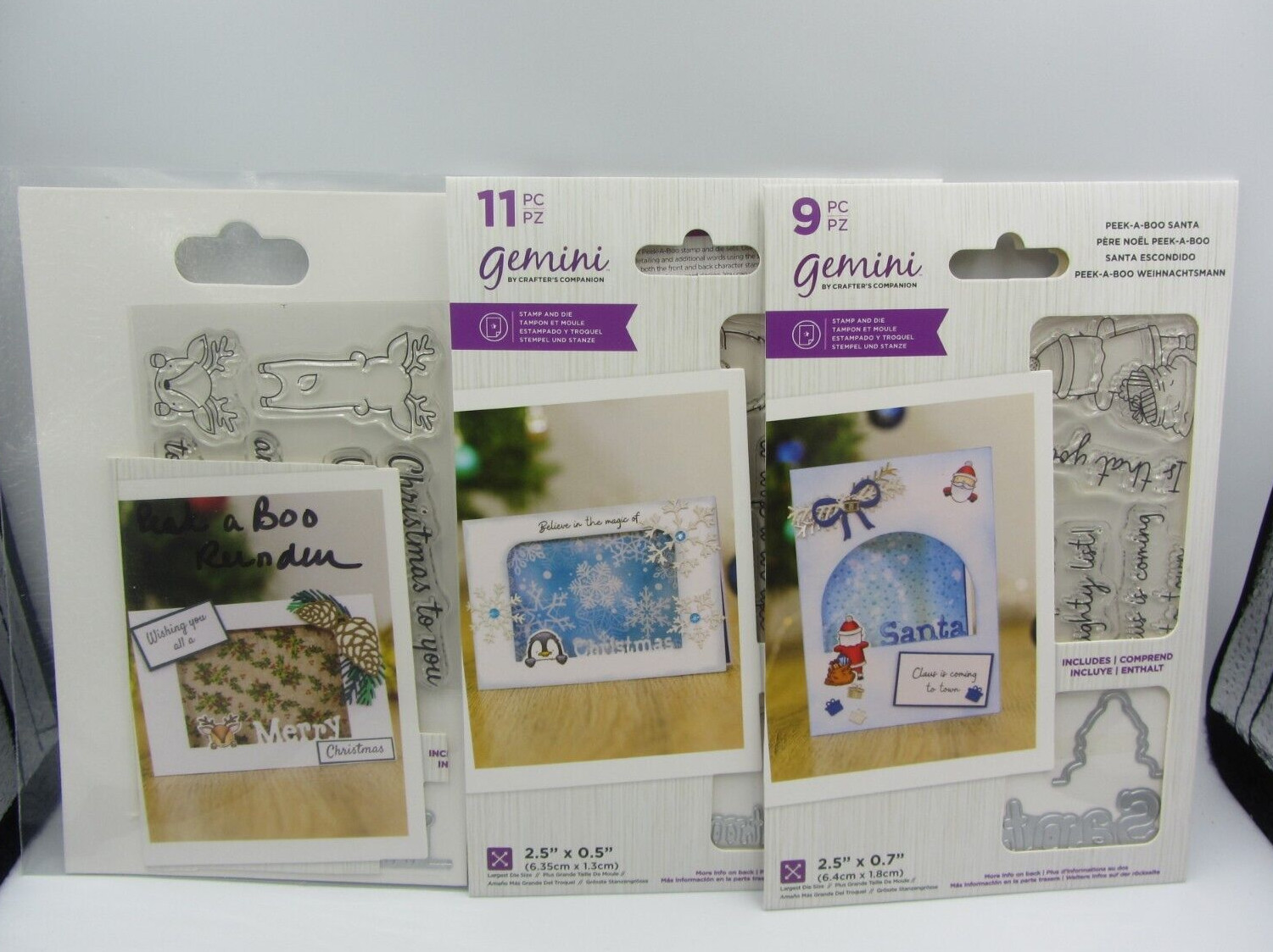 Gemini Crafters Companion Peek-A-Boo Santa Penguin & Reindeer Stamps & Dies Open