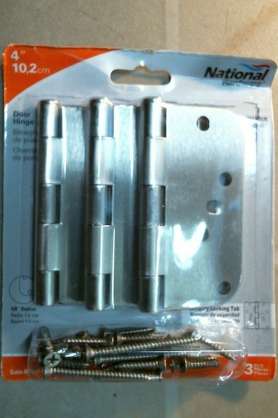National Hardware N830-411 4" Door Hinge, Satin Nickel Finish, 3pk., FS