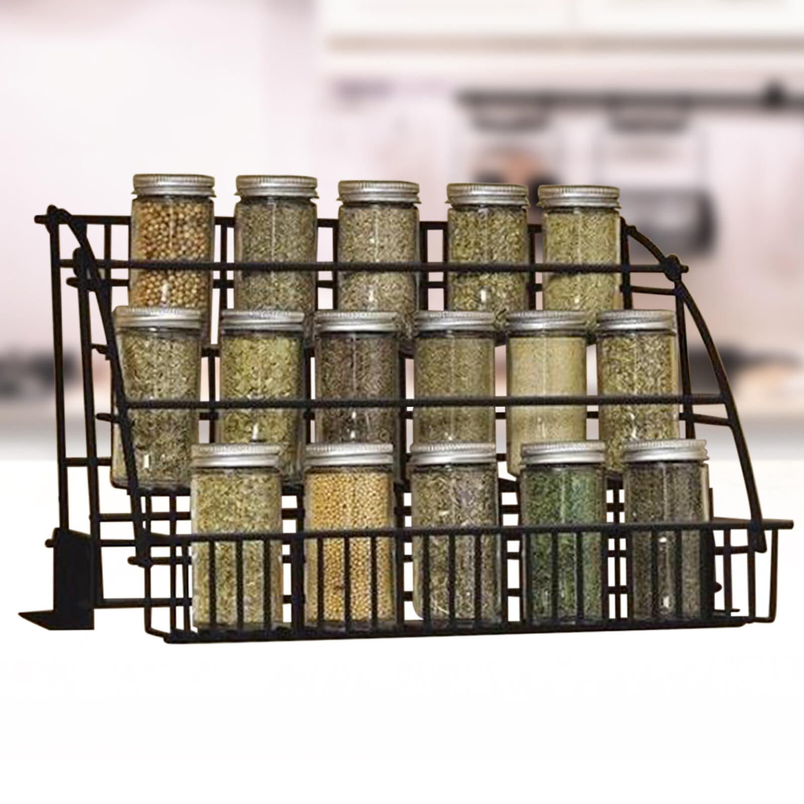 3 Layers Pull Down Spice Rack Pull Out Metal Cabinet Organizer Kitchen Stand