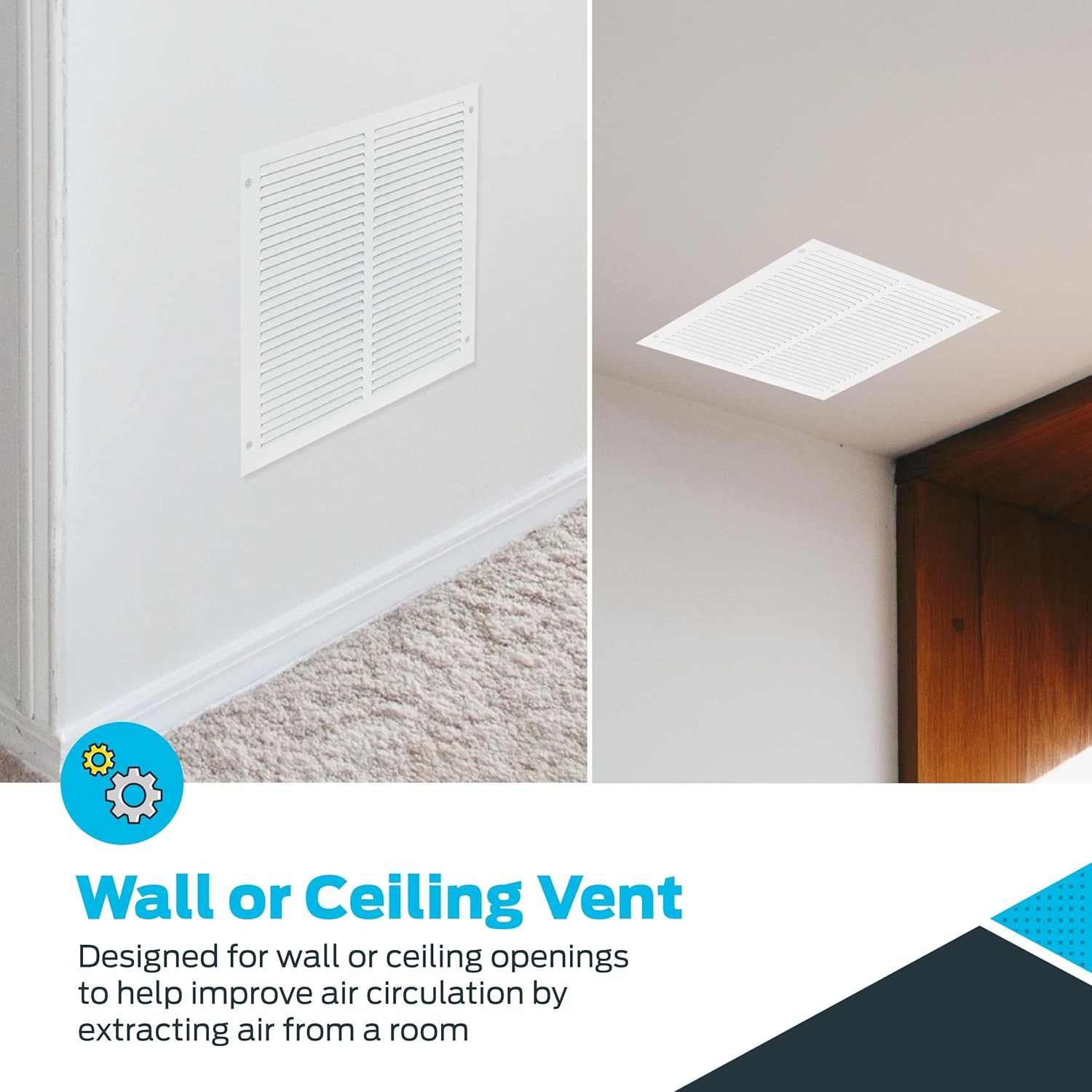 12 X 12 Inch (Duct Opening) Return Air Vent Cover for Wall or Ceiling, Solid Ste