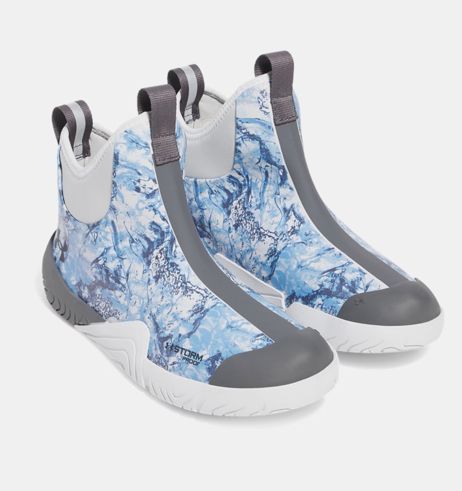 Under Armour Storm Proof Slip-On Fishing Boots Blue Gray Marbled  Size 8