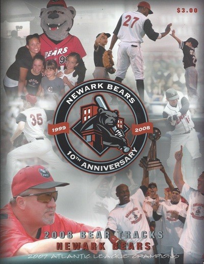Newark Bears 2008 Program 10th Anniversary Program Cover On 12x8in Metal Sign
