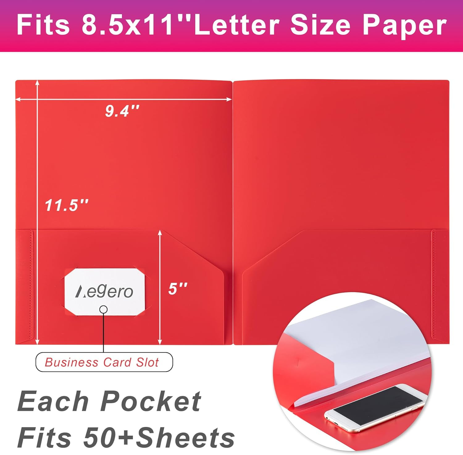 Plastic Folders with Pockets (7 Pack, Assorted Colors), Durable Heavy Duty File