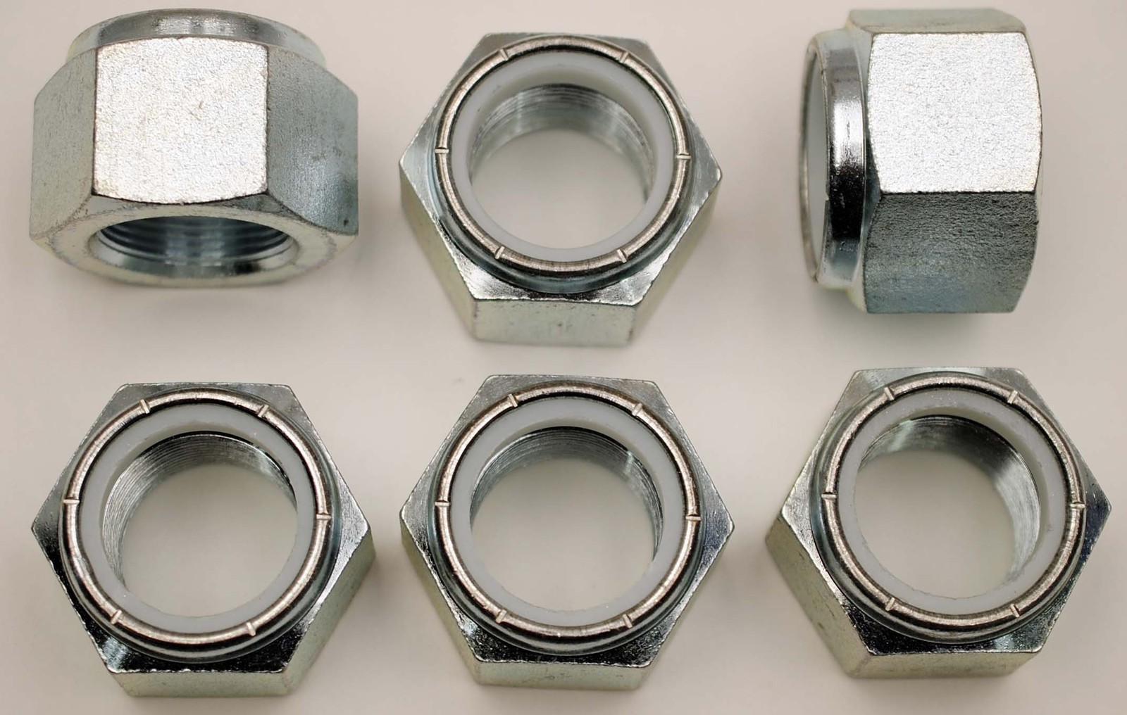 (6) NE Nyloc 1-1/2"-12 Fine Thread Hex Locking Nuts 1-1/2-12 Zinc Plated Nylock