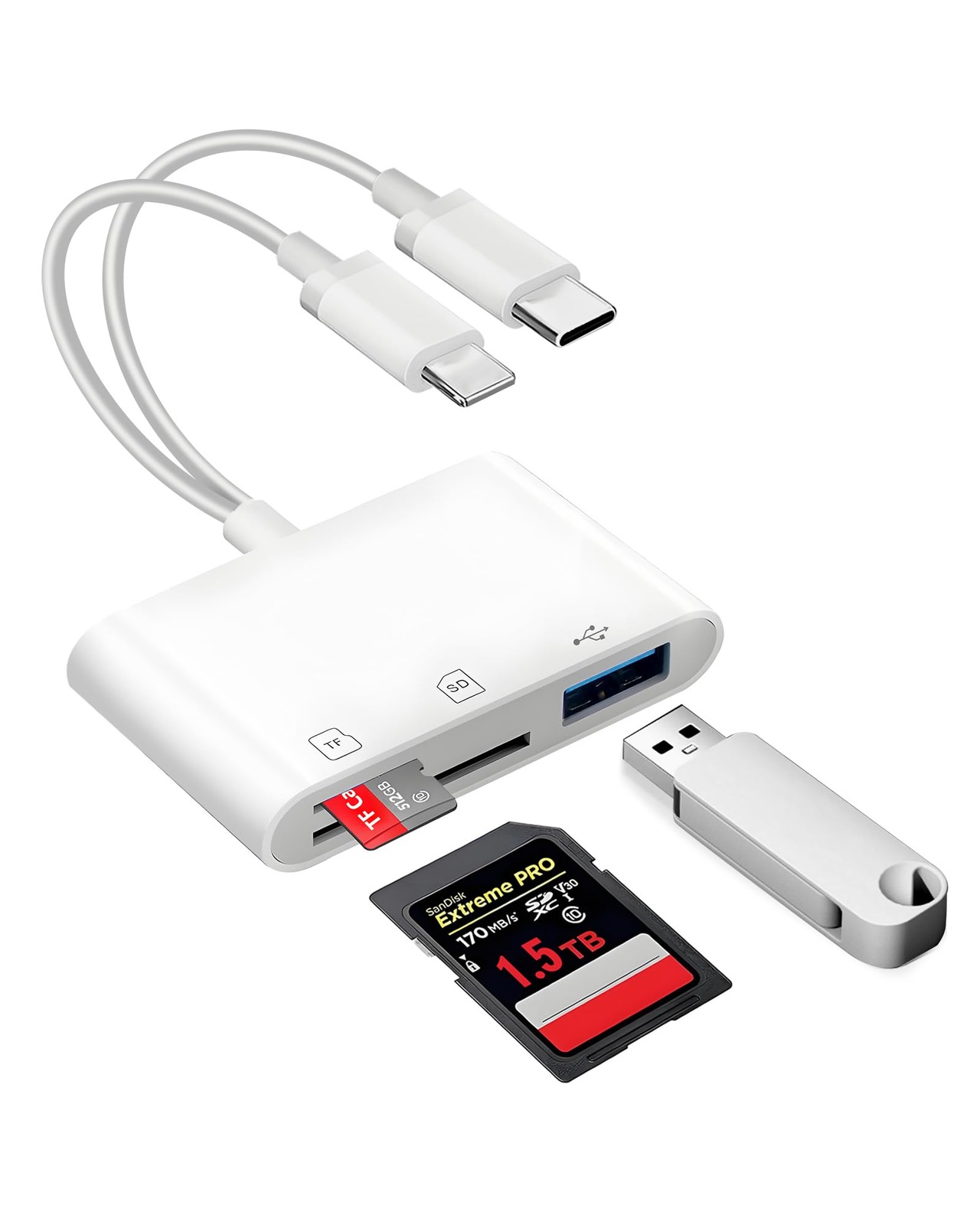 SD Card Read for iPhone, USB Micro SD Card Adapter, Memory Card Reader for Di...