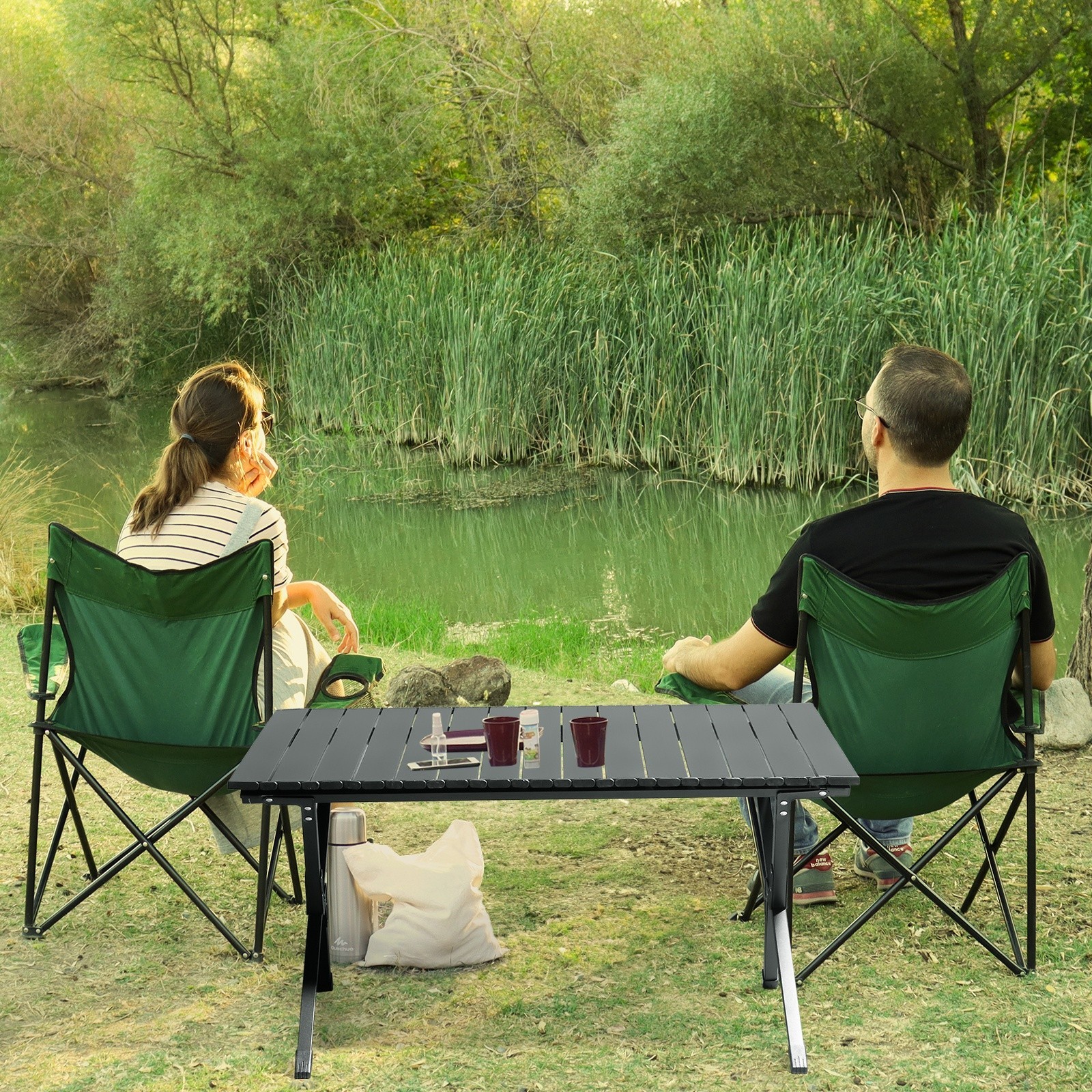 Folding Camping Table Portable Picnic Table, Lightweight Roll up Side Table
