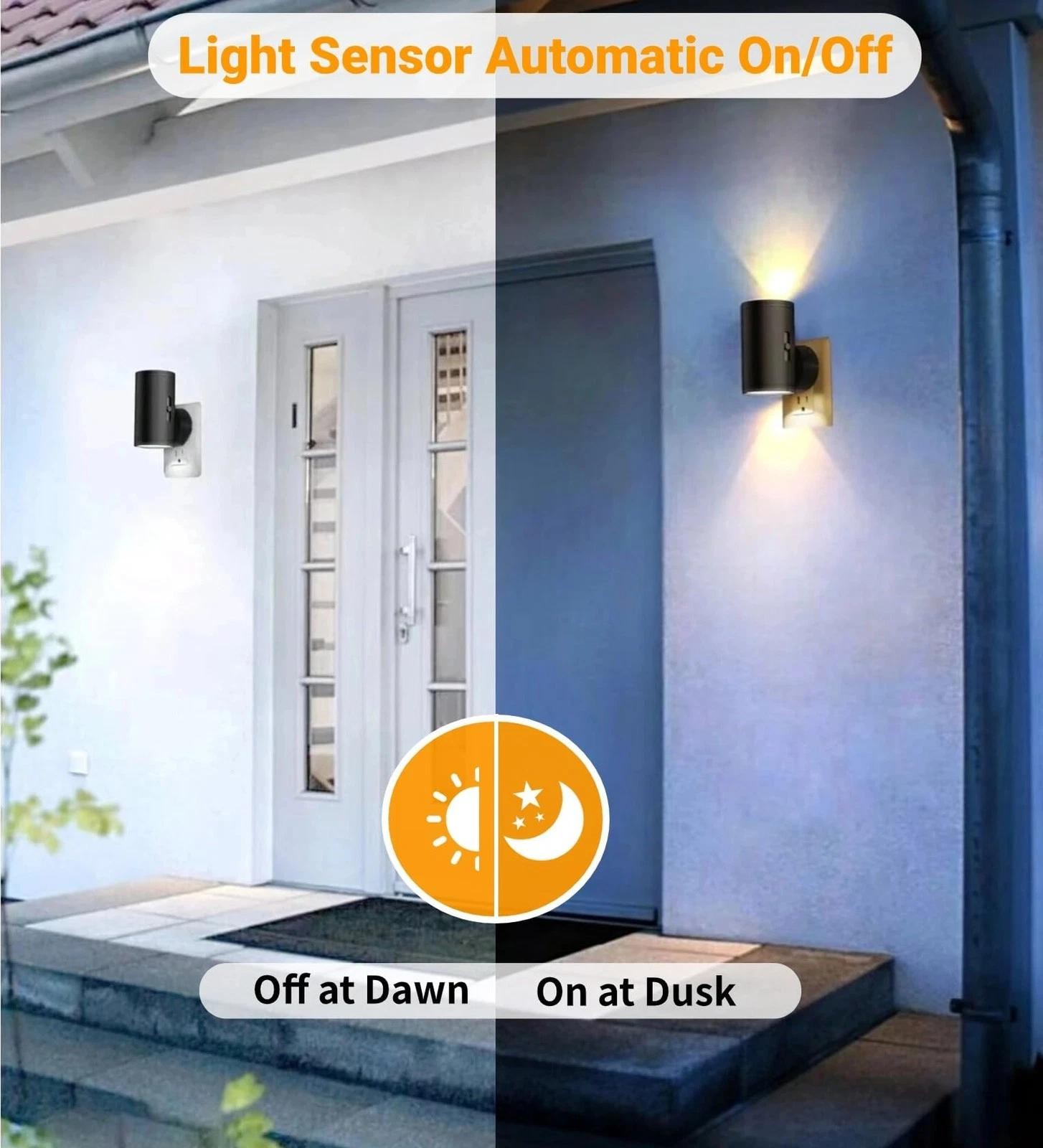 LED Night Lights Plug into Wall Dusk to Dawn Sensor5-300lm Adjustable Brightne