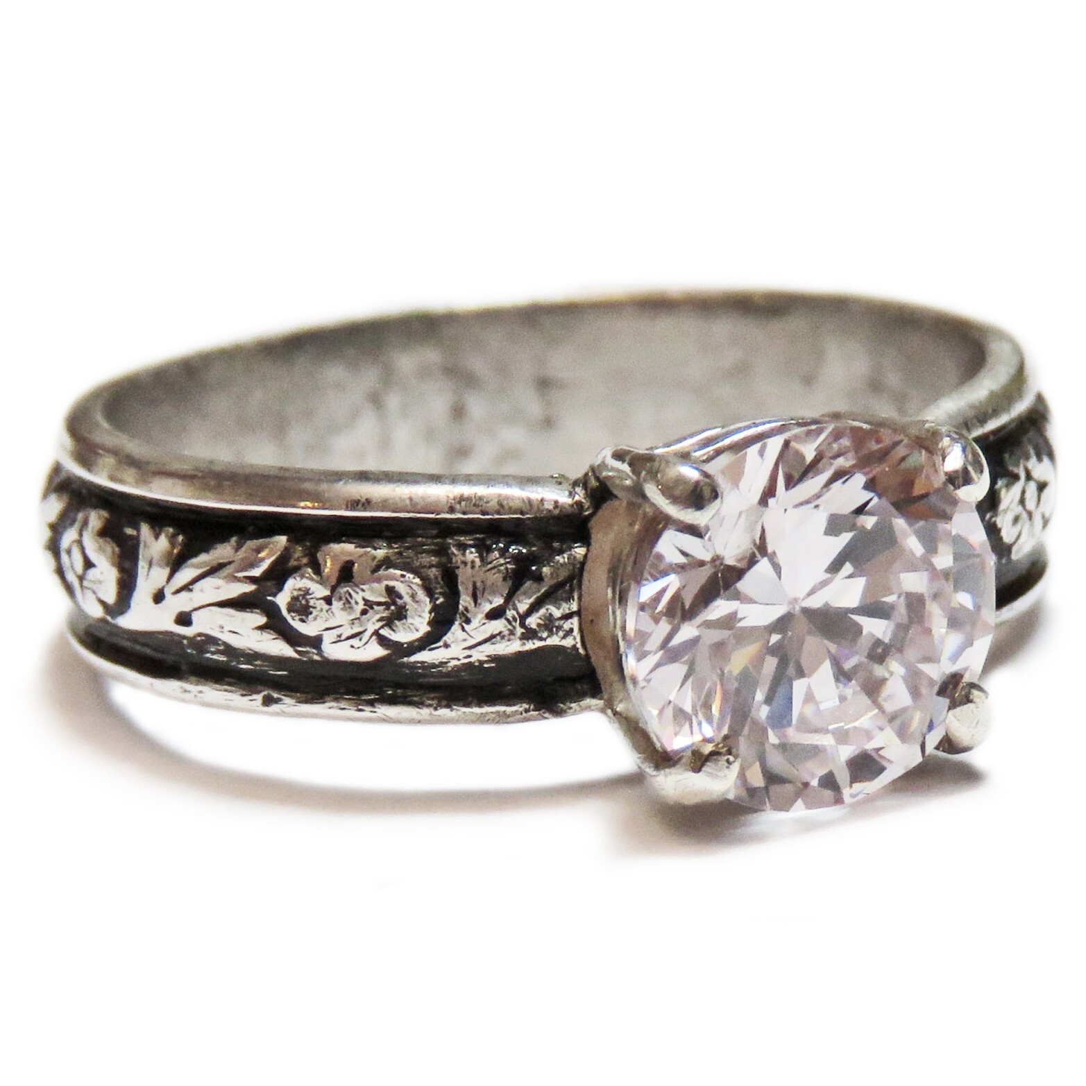 Reclaimed Treasures--Size 9 Sterling Silver and Cubic Zirconia Ring By SoniaMcD