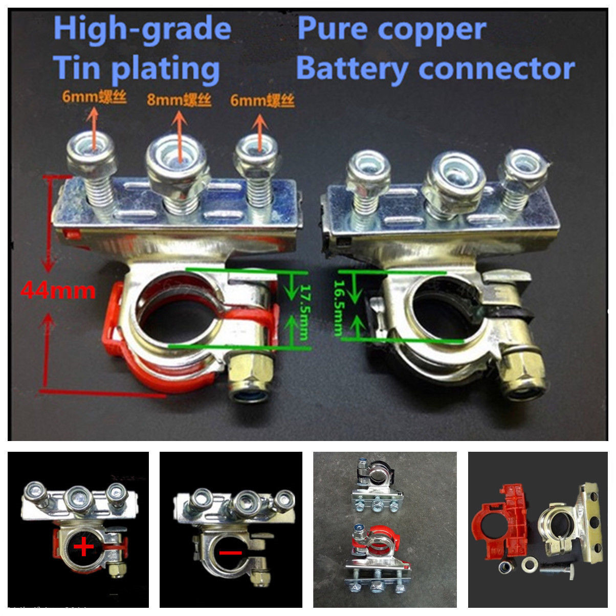 2x Pure Copper Battery Terminal Heavy Duty Car Quick Connector Cable Clamp Clip