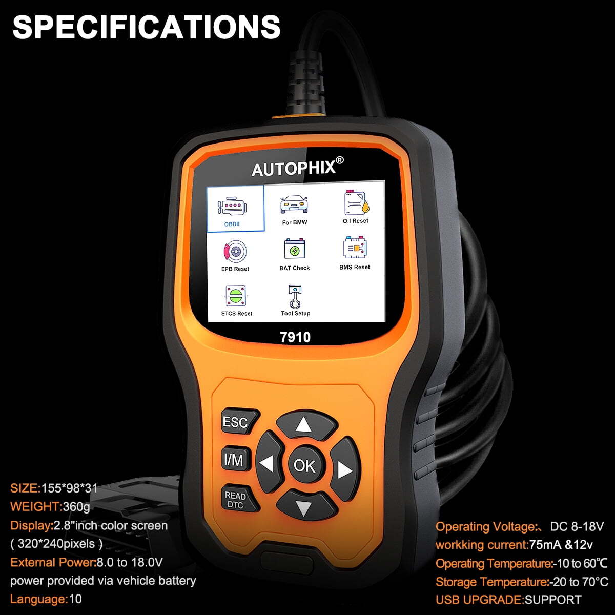 Autophix 7910 For BMW All System OBD2 Diagnostic Scanner Code Reader ABS SRS DPF