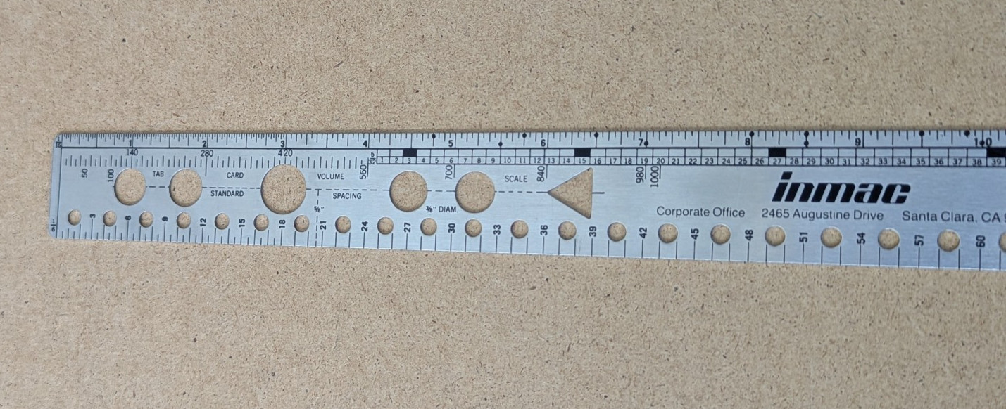 Vintage Inmac 18" Etched Data Processing Form Ruler Computer Layout Punch Cards