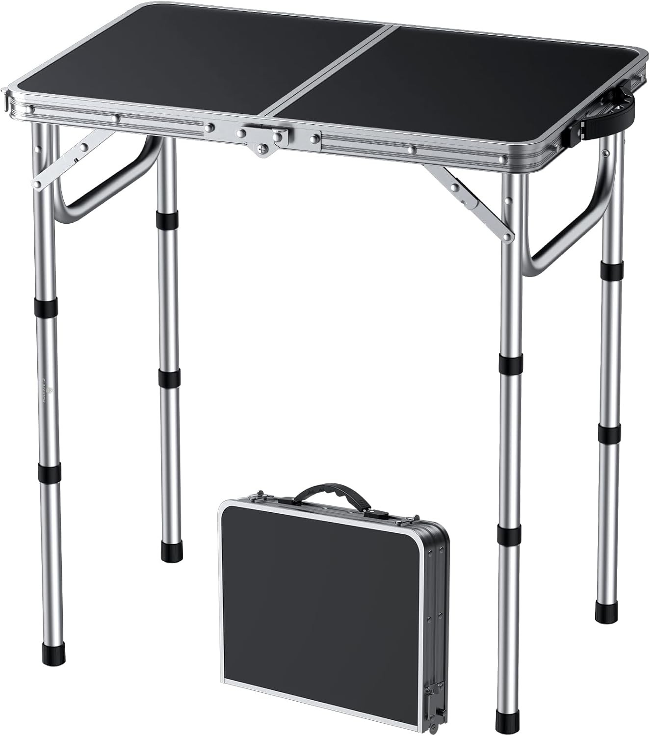 2ft Small Folding Camping Table(L22.8'' xW15.7''), 3 Height Adjustable Portable
