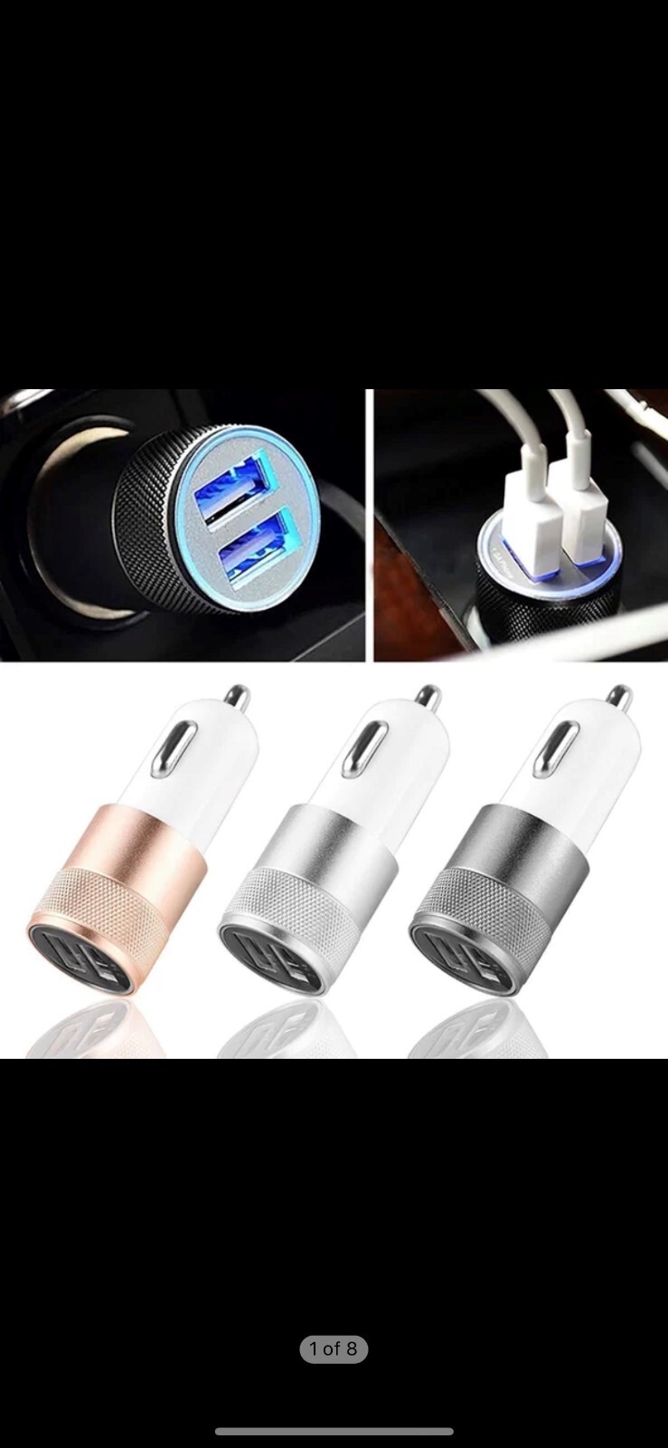 Metal Dual USB 2 Ports Car Charger Micro USB Plug Car USB Travel Adapter